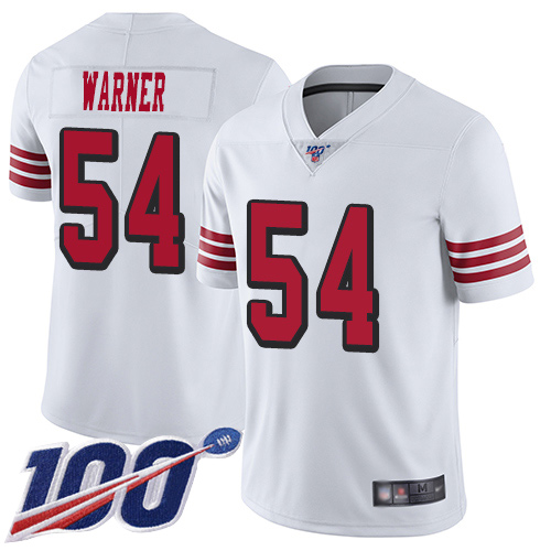 San Francisco 49ers Limited White Men #54 Fred Warner Jersey NFL #54 100th Season Rush Vapor